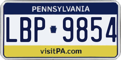 PA license plate LBP9854