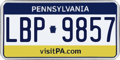 PA license plate LBP9857