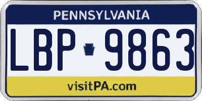PA license plate LBP9863