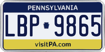 PA license plate LBP9865