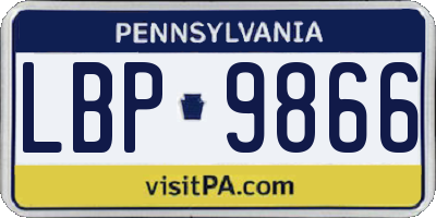 PA license plate LBP9866