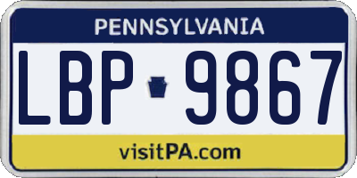 PA license plate LBP9867