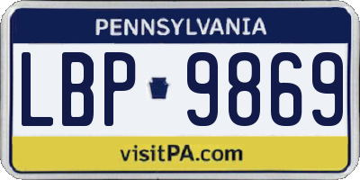 PA license plate LBP9869