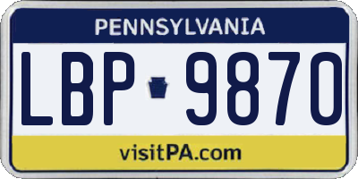 PA license plate LBP9870