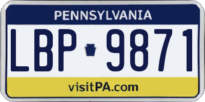 PA license plate LBP9871