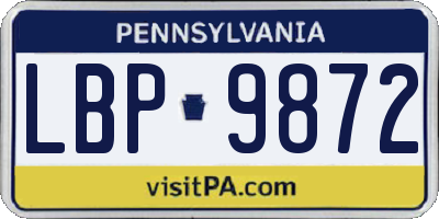 PA license plate LBP9872
