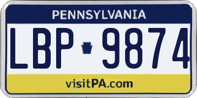 PA license plate LBP9874