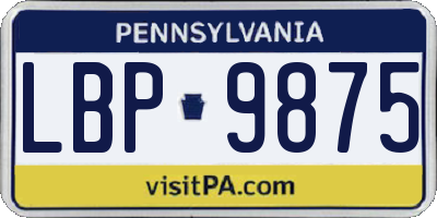 PA license plate LBP9875