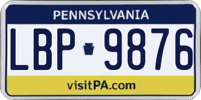 PA license plate LBP9876