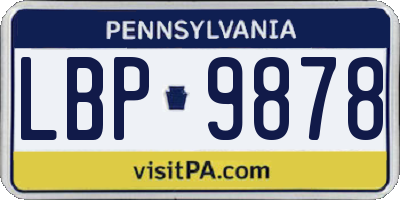 PA license plate LBP9878