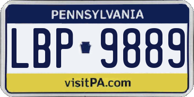 PA license plate LBP9889