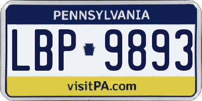 PA license plate LBP9893