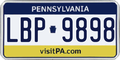 PA license plate LBP9898