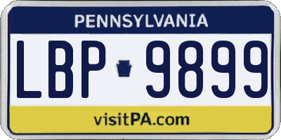 PA license plate LBP9899