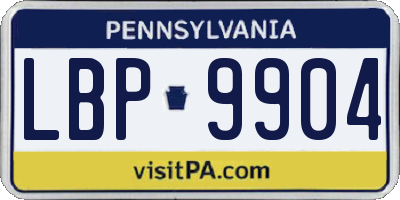 PA license plate LBP9904