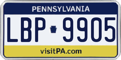 PA license plate LBP9905