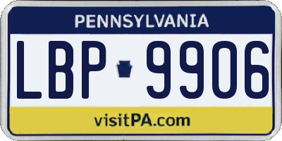 PA license plate LBP9906