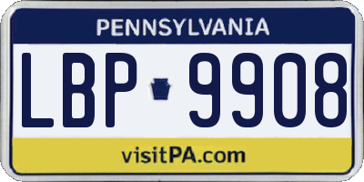 PA license plate LBP9908