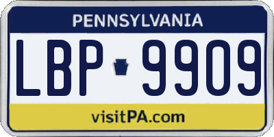 PA license plate LBP9909