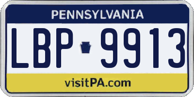 PA license plate LBP9913