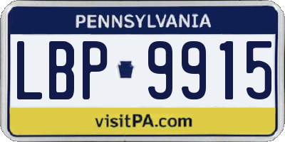 PA license plate LBP9915