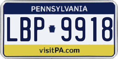 PA license plate LBP9918