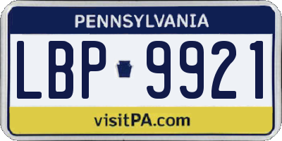 PA license plate LBP9921