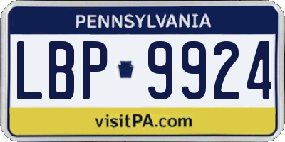 PA license plate LBP9924