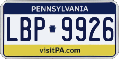 PA license plate LBP9926