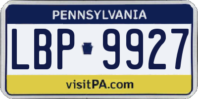 PA license plate LBP9927