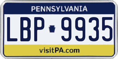 PA license plate LBP9935