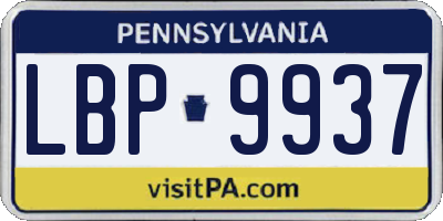 PA license plate LBP9937
