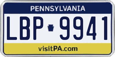 PA license plate LBP9941