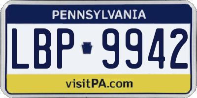 PA license plate LBP9942