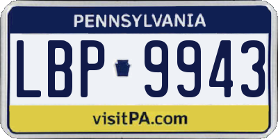 PA license plate LBP9943