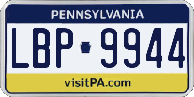 PA license plate LBP9944