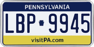 PA license plate LBP9945