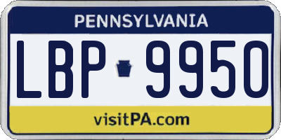 PA license plate LBP9950
