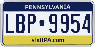 PA license plate LBP9954