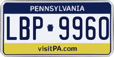 PA license plate LBP9960
