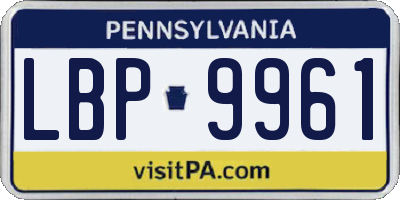 PA license plate LBP9961