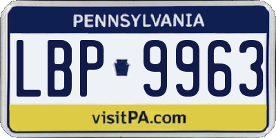 PA license plate LBP9963