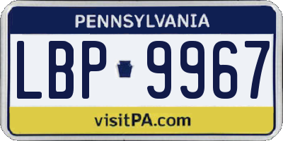 PA license plate LBP9967