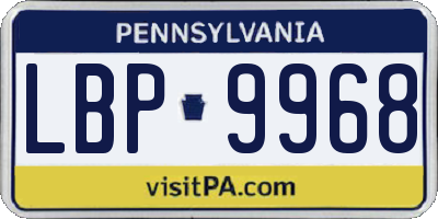 PA license plate LBP9968