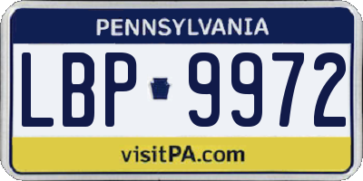 PA license plate LBP9972
