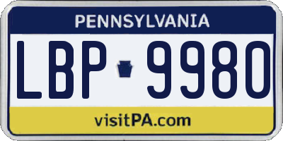 PA license plate LBP9980