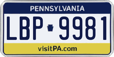 PA license plate LBP9981