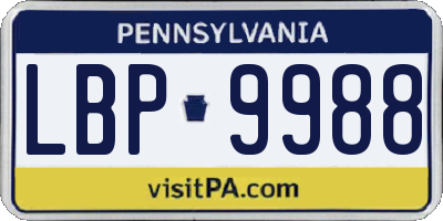 PA license plate LBP9988
