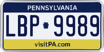 PA license plate LBP9989