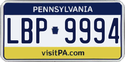 PA license plate LBP9994